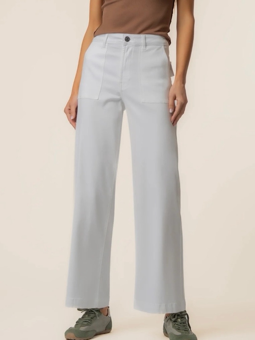 KUT From The Kloth Meg High Rise Wide Leg White Jeans Pants Size 10 NWT-Coastal